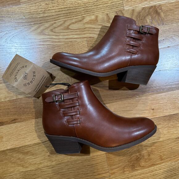 Frye and Co. Womens Boden Booties Size 7 Brown Stacked Heel - Picture 1 of 4